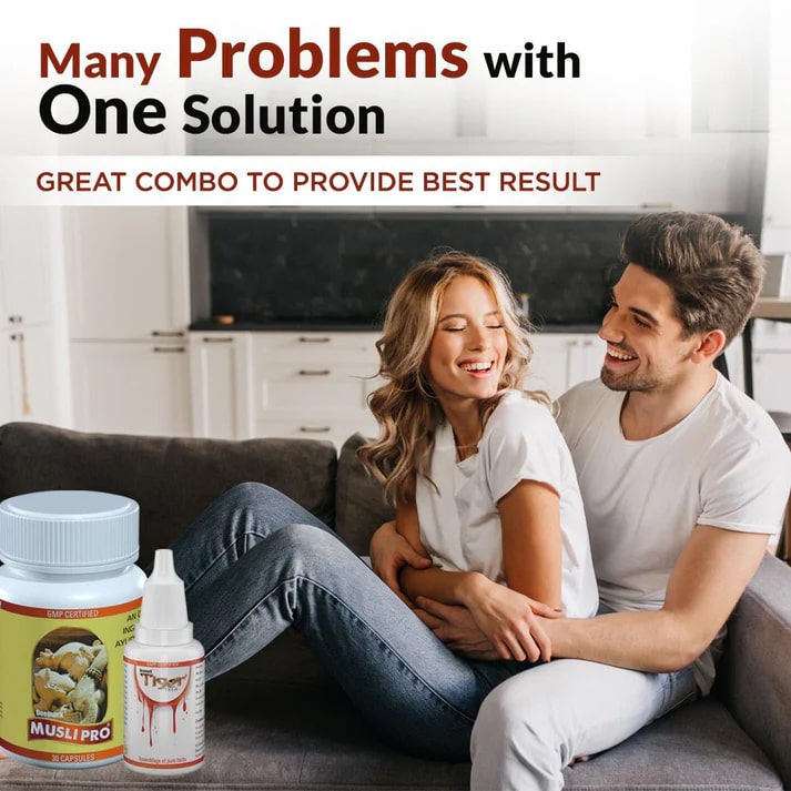 Musli Pro (30 Capsules) & Tiger Tilla 15ml Combo Pack - Ayurvedic Capsules and Oil to Boost Sexual Performance Naturally