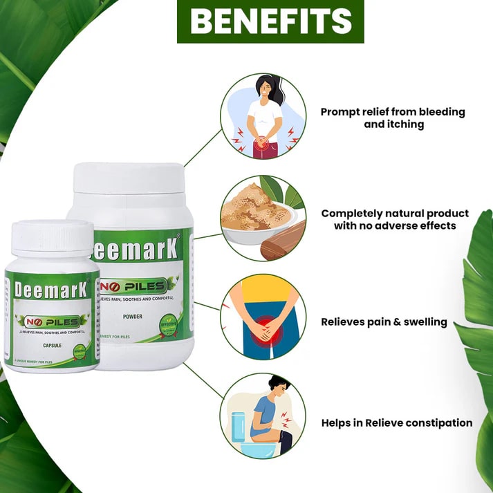 No Piles Ayurvedic Powder with Capsules for Hemorrhoids