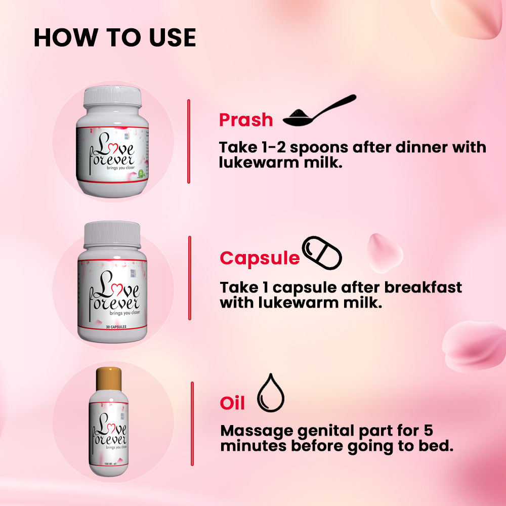 Love Forever (Oil, Prash and Capsules) - Ayurvedic Oil, Prash and Capsules for all Problem Related to Wellness in Men and Women